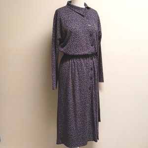 Ann Taylor Purple Off-Set Button-Down Sweater Dress Long Sleeve Sz 8